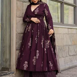 Wedani Women Ethnic Motifs Printed Anarkali Kurta with Palazzo & Dupatta-picture-6
