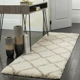White, Brown Polyester Runner-14