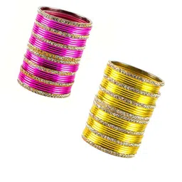vidhya kangan Multicolor Brass Stone Stud Bangle Combo image 3