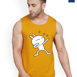 SLOWLORIS Pack Of 2 Printed Round Neck Sleeveless Bio-Wash Cotton Gym Vests-picture-35