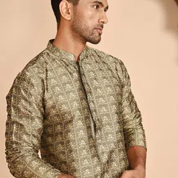 Anouk Rustic Men Floral Printed Festive Silk Straight Kurta-image-57