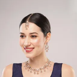 VATSALYA creation Alloy Gold- plated Grey Jewellery Set-51