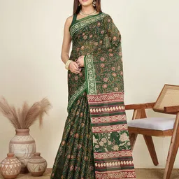 Jevi Prints Ethnic Motifs Printed Pure Cotton Saree-picture-22