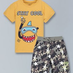 PLUM TREE Boys Printed Pure Cotton T-shirt With Shorts-56