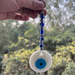 BLUE BEADS White Evil Eye with beads Door Wall Decor Hanging-picture-2
