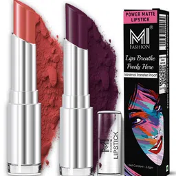 MI FASHION Set Of 2 Creamy Matte Long Lasting Lipstick - 3.5 g Each - Dark Rose & Wine-10