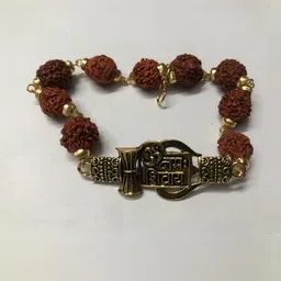 Divine souvenirs Unisex Gold-Plated Rudraksha Beaded Link Bracelet-image-95