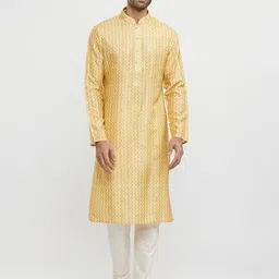 Twamev Men Embroidered Regular Mirror Work Kurta with Churidar-image-26