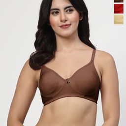 LILY Women Pack Of 3 Seamless Non Padded T Shirt Bra-image-16
