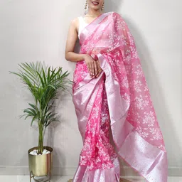 KALINI Ethnic Motifs Woven Design Sequinned Organza Ready to Wear Saree-picture-23