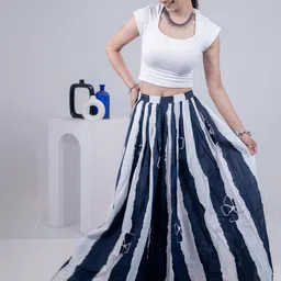 SUNEKH Self-Design Cotton Maxi Flared Skirt-picture-32