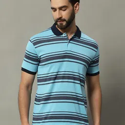 GET GOLF Men Striped Polo Collar Cotton T-shirt-image-71