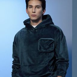 Snitch Men Stars Within Teal Velour Oversized Hoodie-image-15