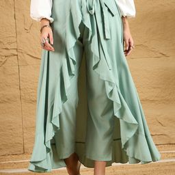 Berrylush Ruffled Flared Maxi Skirt With Attached Trousers-image-16
