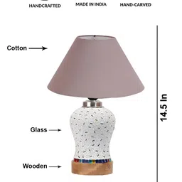 Aura Grey & White Printed Glass Frustum Shaped Table Lamp-14