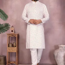 DVILLA Men White Cotton Kurtas-picture-21