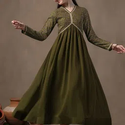 Sangria Girls Embroidered Empire Ethnic Dress-image-27
