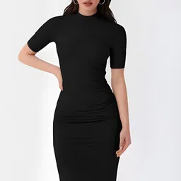 Stylecast X Slyck Mock Neck Short Sleeves Bodycon Dress-picture-30