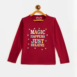 Fort Divine Girls Red Printed Round Neck Long Sleeves Cotton T-shirt-picture-14