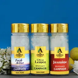The Aroma Factory 3Pc White Fresh, Jasmine, Lemon Bhimseni Camphor Tablets-37