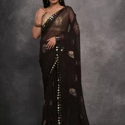 Panzora Mirror Work printed designer Saree-image-20