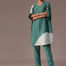 KALKI Fashion Block Print Organic Cotton Tunic With Trouser Co-Ords-picture-32