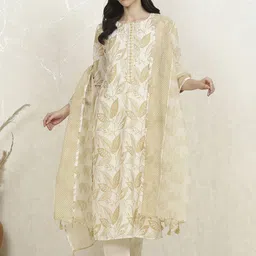 Biba Floral Printed Sequinned Pure Cotton Unstitched Dress Material-image-31