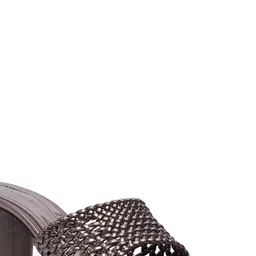 ERIDANI Textured Ethnic Block Mules with Laser Cuts image 2