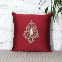 ZEBA Red & Grey Ethnic Motifs Square Cushion Covers-picture-2