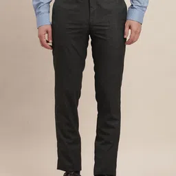 Turtle Men Textured Checked Tailored Slim Fit Formal Trouser-image-67