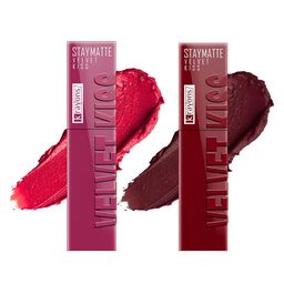 krayons Set Of 2 Velvet Kiss Liquid Lipstick - 3.5 ml Each - Peach Pink 08 Wow Maroon 09-55