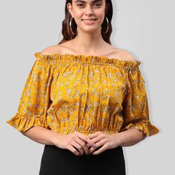 PRETTY LOVING THING Women Floral Printed Off-Shoulder Cinched Waist Crop Top-image-56