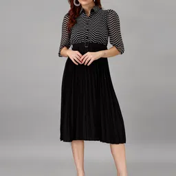 Jash Creation Striped Applique Georgette Fit & Flare Maxi Dress-image-44