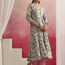 Khushal K Women Floral Printed Regular Kurta with Palazzos & With Dupatta-image-34