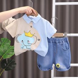 POP STREET KIDS Boys Colourblocked Short Sleeves Shirt With Shorts-image-61
