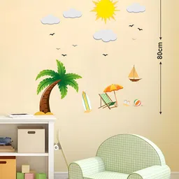 LANSTICK Yellow & Green Splash-Proof Eco-Friendly Tree With Beach Mood Wallpaper-image-62