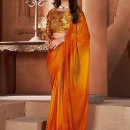 Anouk Rustic Ethnic Motifs Beads and Stones Poly Georgette Saree-image-0