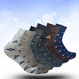 MJE 5-Pcs Patterned Cotton Ankle Length Socks-image-59