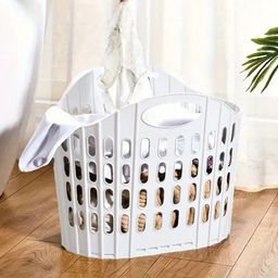DecorTwist White Foldable Laundry Basket-3