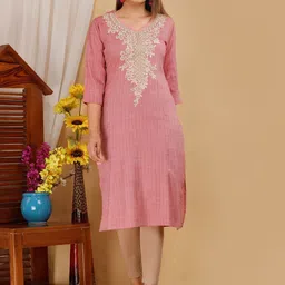 Mehsoos Floral Embroidered Cotton Straight Kurta-picture-28