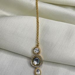 Anouk Gold-Plated Artificial Stones Studded & Beaded Maang Tikka-picture-18