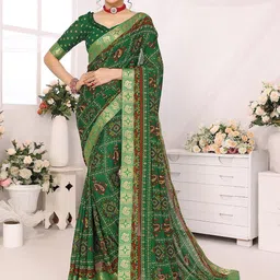 KALINI Bandhani Printed Zari Woven Design Saree-16
