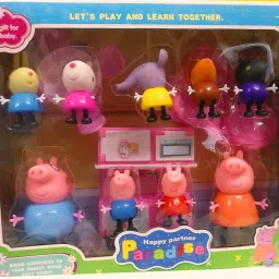 Pig Family Toy with 5 Friends and Table Chair Icecream Parlour-image-7