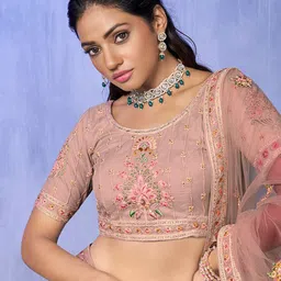 Fusionic Embroidered Thread Work Semi-Stitched Lehenga & Unstitched Blouse With Dupatta image 2
