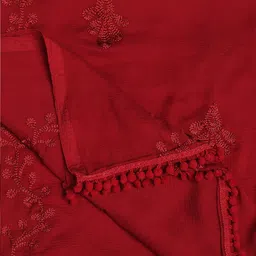 Dupatta Bazaar Embroidered Chiffon Dupatta With Pom Pom Lace image 2