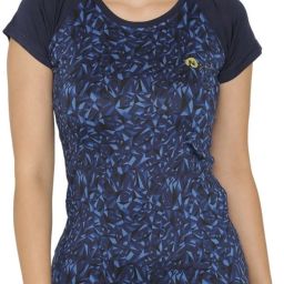 Women Abstract Round Neck Cotton Blend Blue T-Shirt-image-36