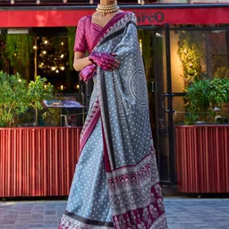 Mitera Bandhani Satin Block Print Saree image 2