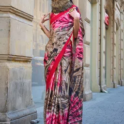 Mitera Satin Block Print Saree image 2