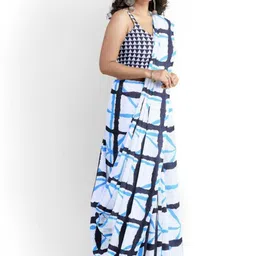 JAIPURI BLOCK PRINT Geometric Printed Pure Cotton Mulmul Block Print Saree image 2
