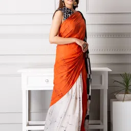 clothonus Abstract Printed Pure Cotton Block Print Saree image 2